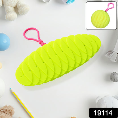 Flexible plastic worm fidget toy by Wukusy, showing a colorful, bendable toy in a playful pose on a white background.