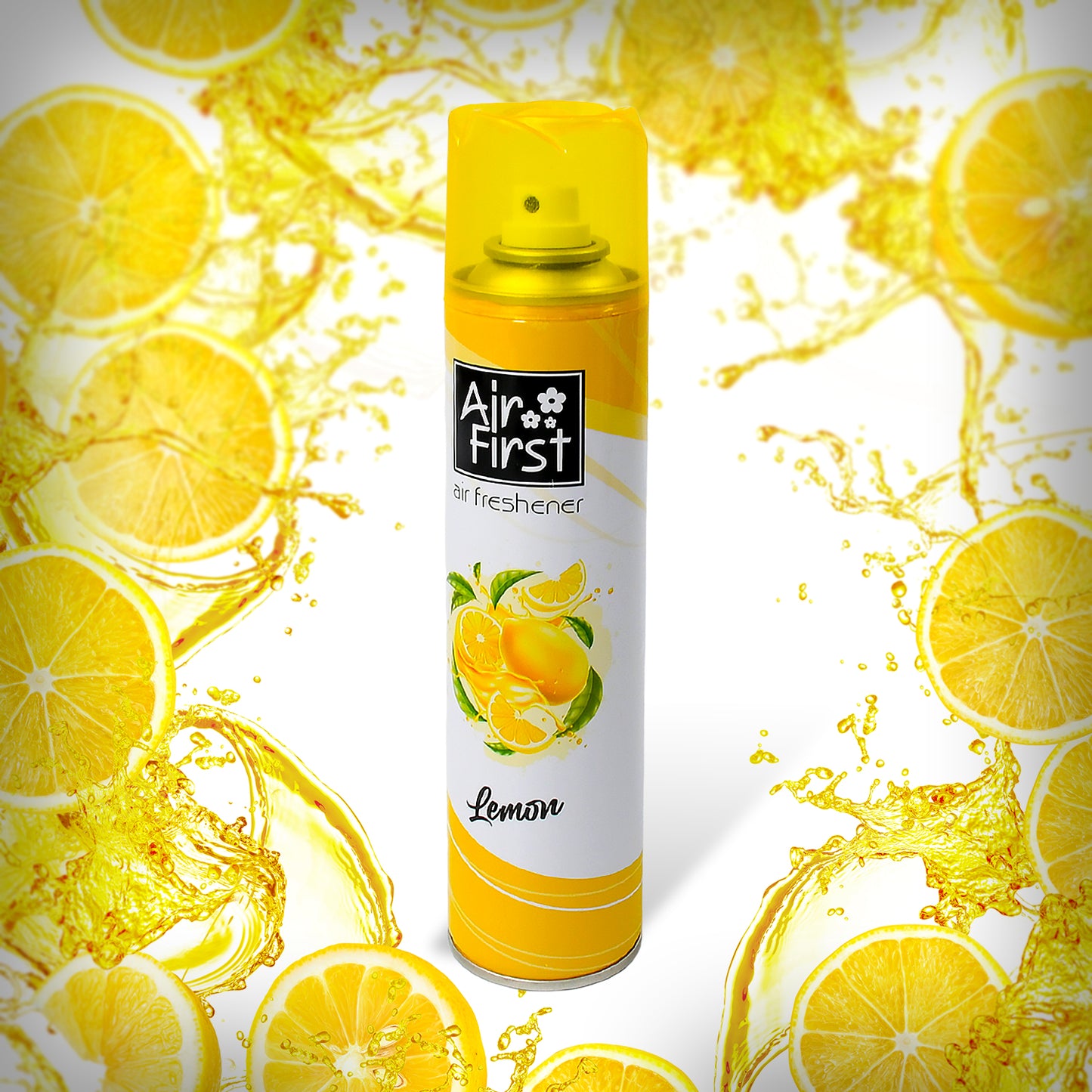Wukusy 1382 air freshener spray in 300ml bottle with lemon, kiwi, blossom, and aqua fragrance, used in offices and homes