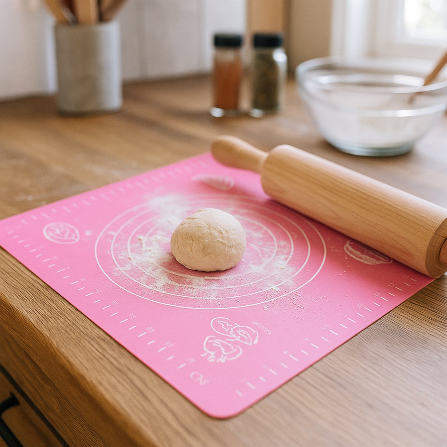 Wukusy non-stick dough rolling baking mat, 29x26 cm, designed for home and kitchen use, with smooth surface for easy dough rolling.