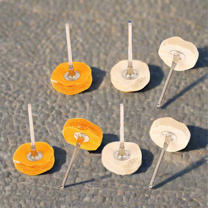 Set of 7 Wukusy polishing buffing pads and brushes for rotary drills, used for polishing and buffing hardware surfaces.