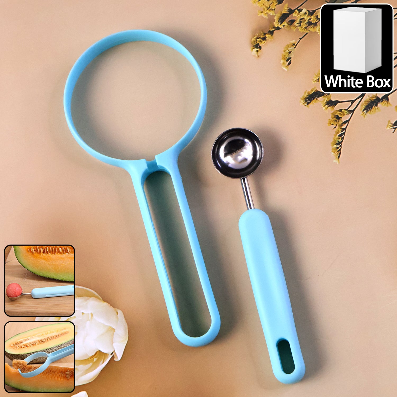 Wukusy multi-function melon baller and fruit cutter set with stainless steel tools for precise fruit shaping and decorating.