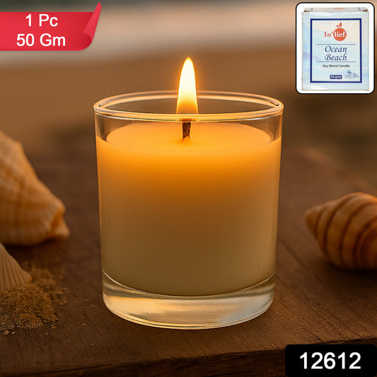 Wukusy Inlief scented votive jar candle, 50g, with a decorative glass holder, ideal for home decor and creating a cozy ambiance.