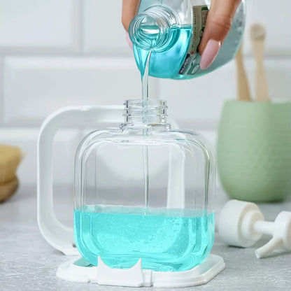 Clear plastic Snap Sink Dispenser bottles with pump, set of empty lotion bottles for home and kitchen use by Wukusy.