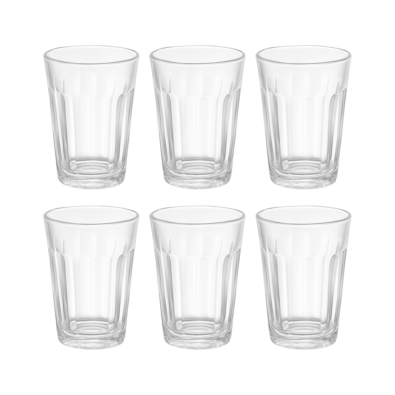 Set of six transparent Supermom Plastic Chai Pyali tea glasses by Wukusy, 130ml each, perfect for home kitchen use.