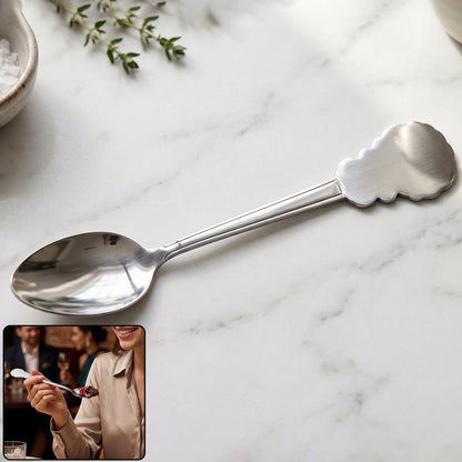 Stainless steel carved handle dinner spoon by Wukusy featuring a polished finish, ideal for dining and kitchen use.