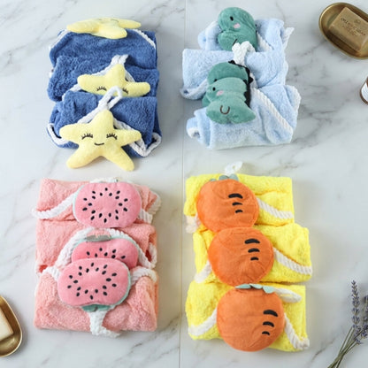Soft Fruit Print Hanging Hand Towel Set For Kitchen Bathroom And Home Use (12 Pc)