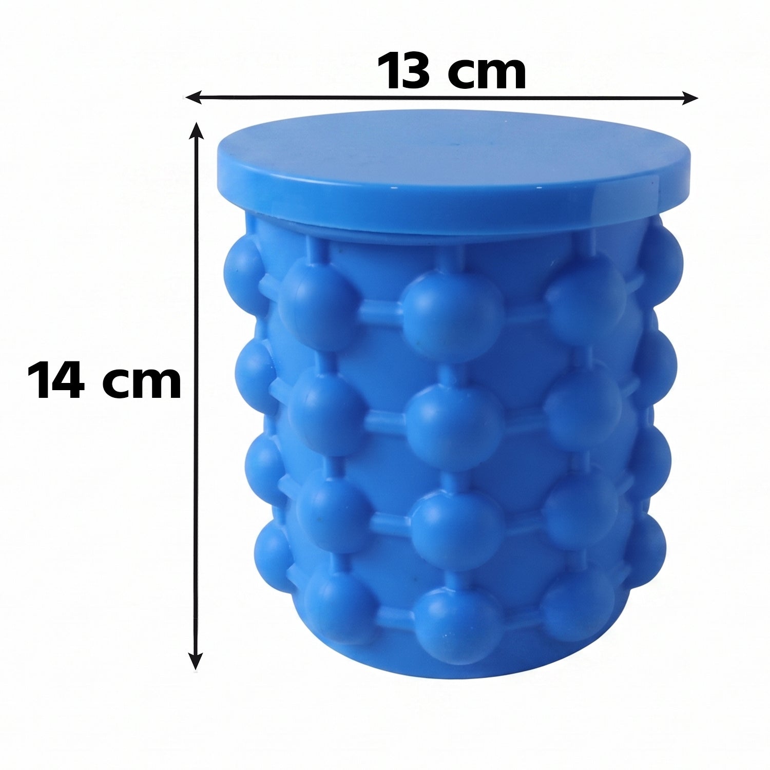 Wukusy silicone ice cube maker cup with lid, squeeze to pop mold for easy ice cube removal, space-saving design.