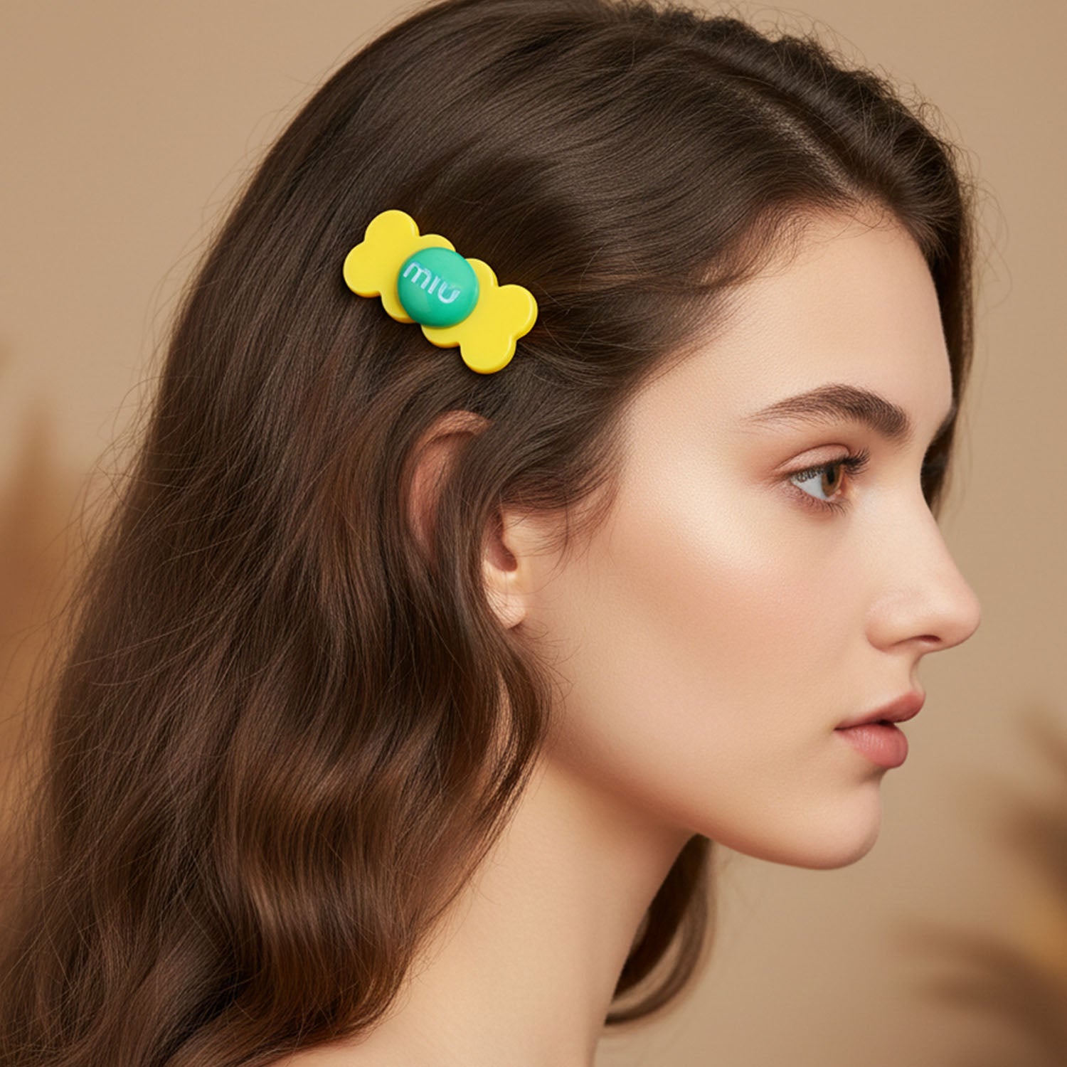 Colorful candy-shaped hair clips by Wukusy featuring bright, playful designs perfect for accessorizing hairstyles.