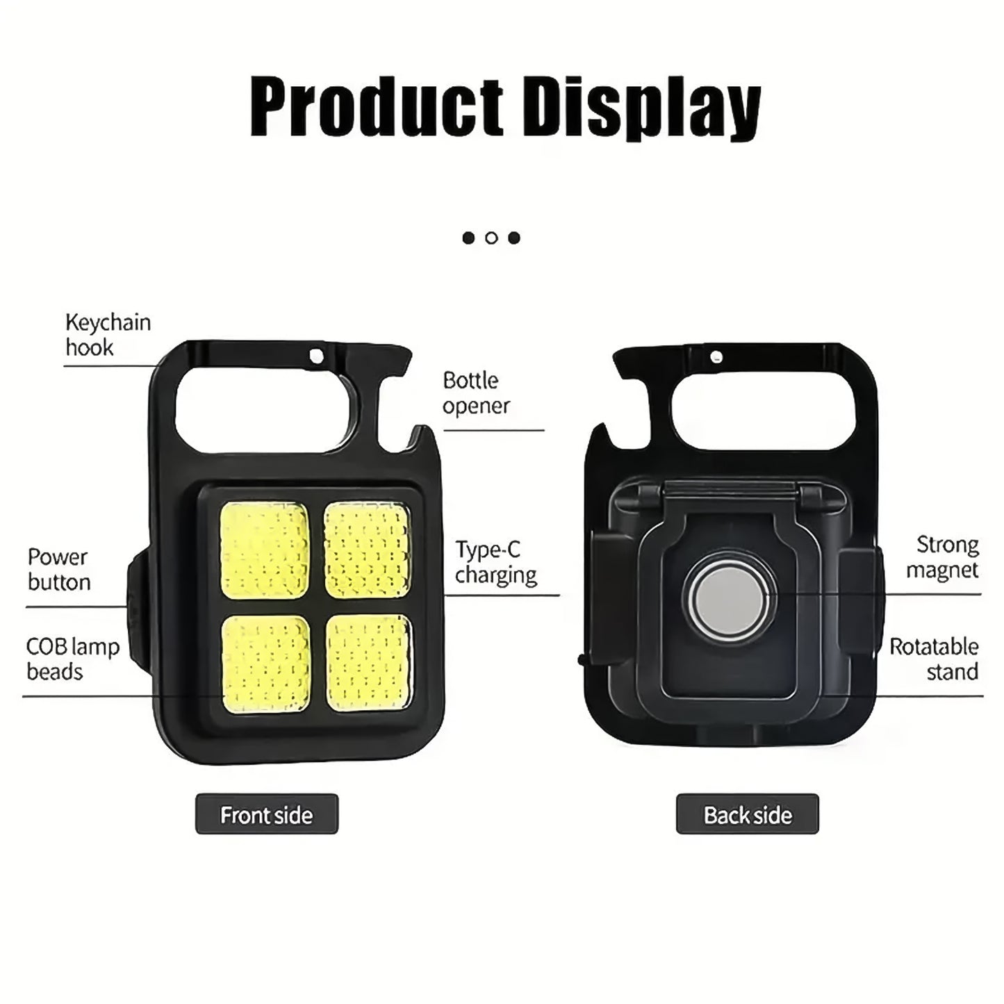Wukusy 4 LED mini keychain light attached to keyring, compact home improvement tool with bright LED illumination.