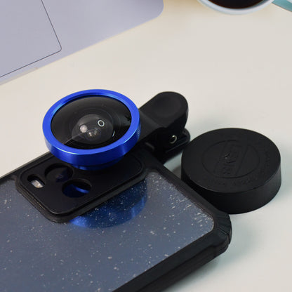 Wukusy universal clip-on selfie camera lens set attached to a smartphone for enhanced photography and wide-angle shots.