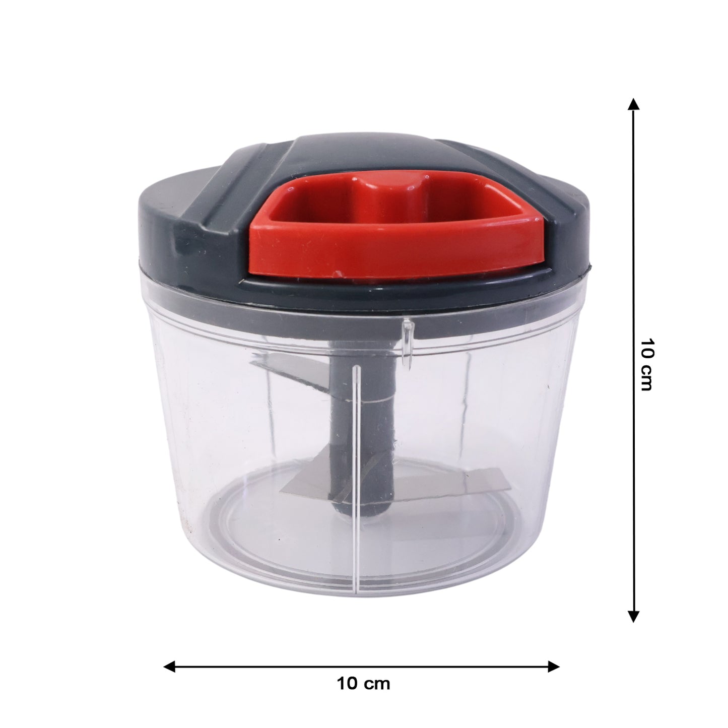 Wukusy compact manual vegetable chopper with stainless steel blades and plastic container for easy vegetable prep.