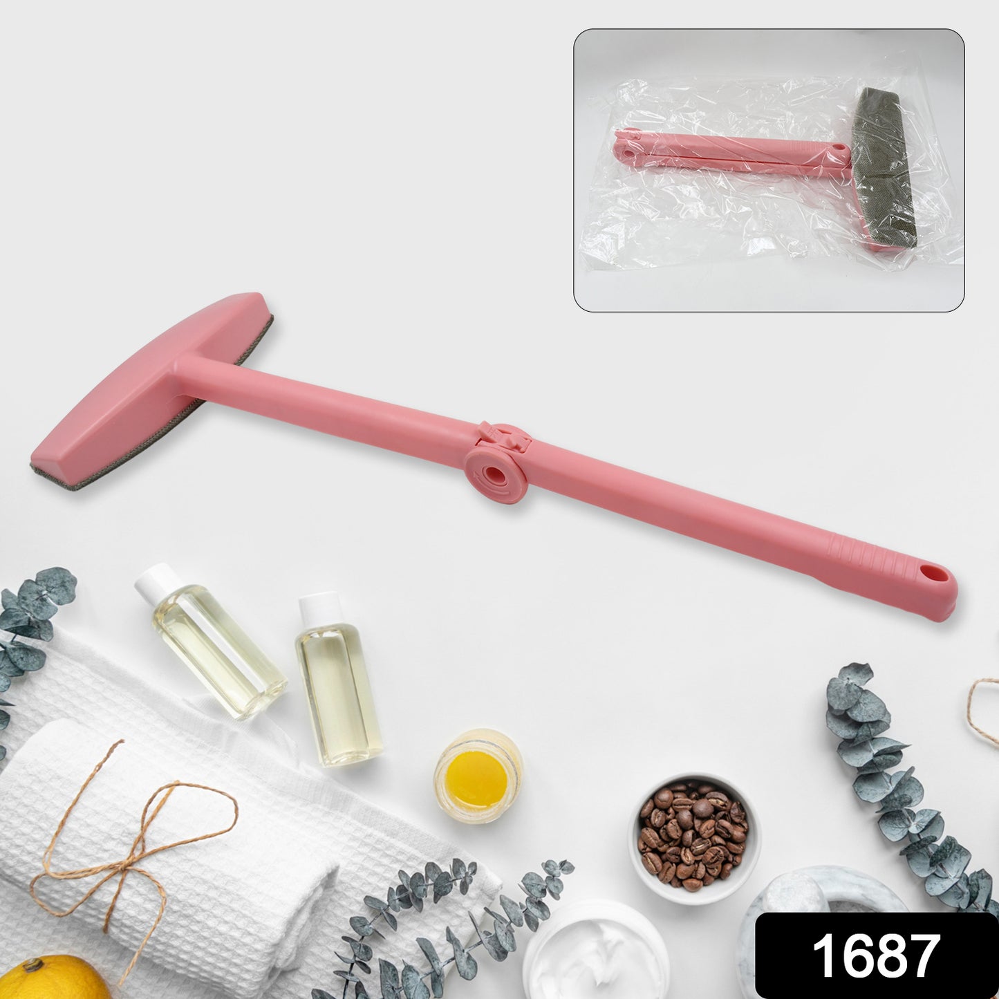 Wukusy 1687 Window Cleaner Glazed Glass Cleaner Wiper for home decor, showing a clear, shiny glass surface with the cleaning tool.