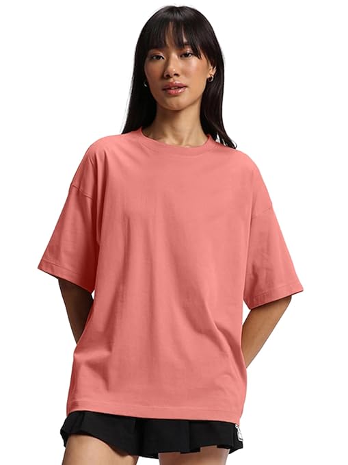 Dark beige pure cotton women's half sleeve T-shirt from Seasons, showcasing a comfortable, casual fit and classic design.