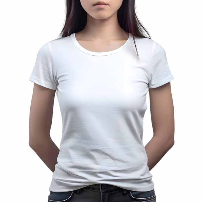 Women’s plain royal white T-shirt by Seasons, regular fit, made from soft fabric, shown flat with short sleeves and crew neckline.
