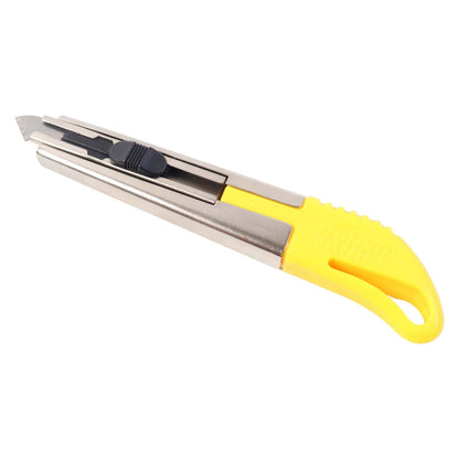 Wukusy heavy-duty stainless steel utility cutter knife with two extra blades, ideal for office and demanding cutting tasks.