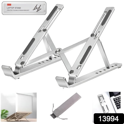 Wukusy foldable height adjustable laptop stand for home use, with a sleek design and adjustable support for laptops.