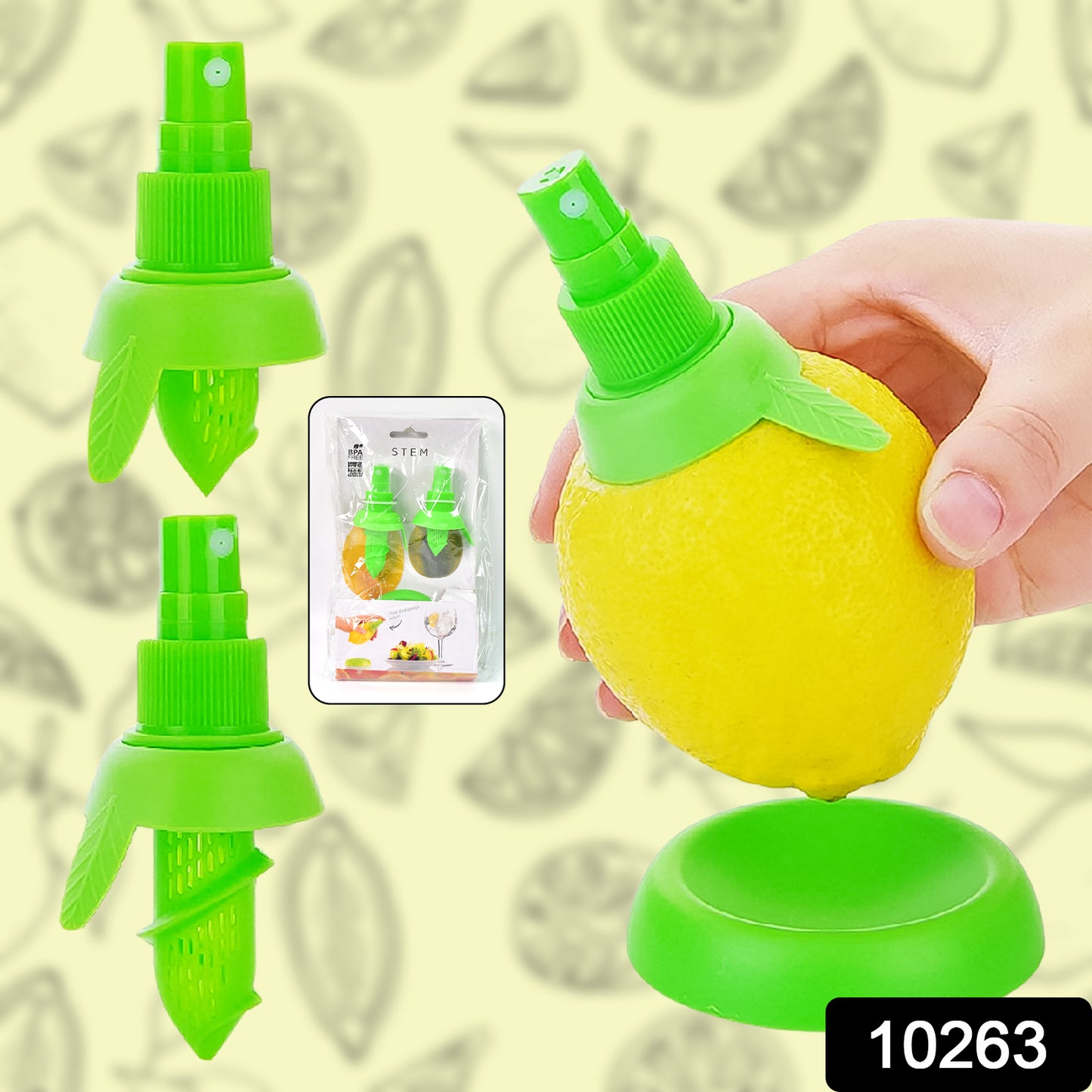 Set of three Wukusy lemon sprayer and citrus lime juicers, kitchen tools for fresh fruit juice extraction.