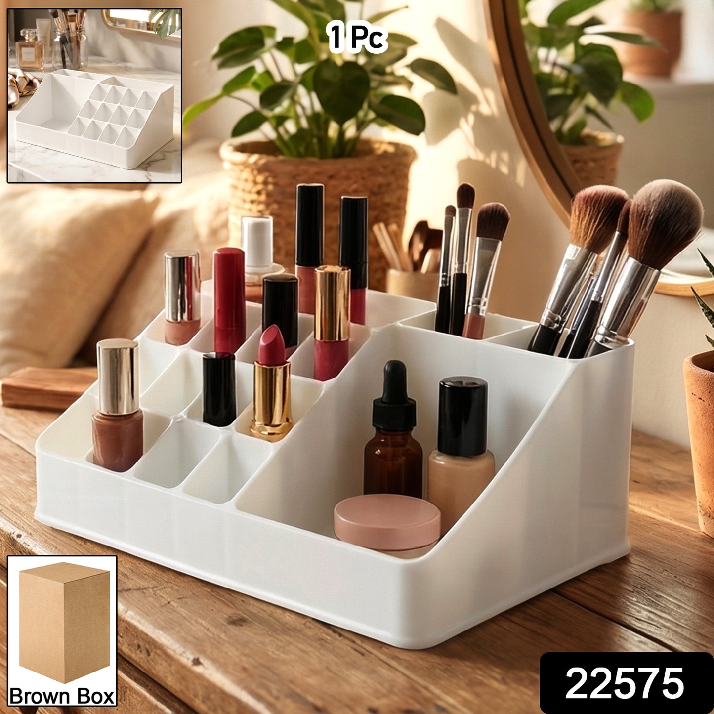 Wukusy multipurpose makeup organizer storage box with multiple compartments for cosmetics and beauty tools.
