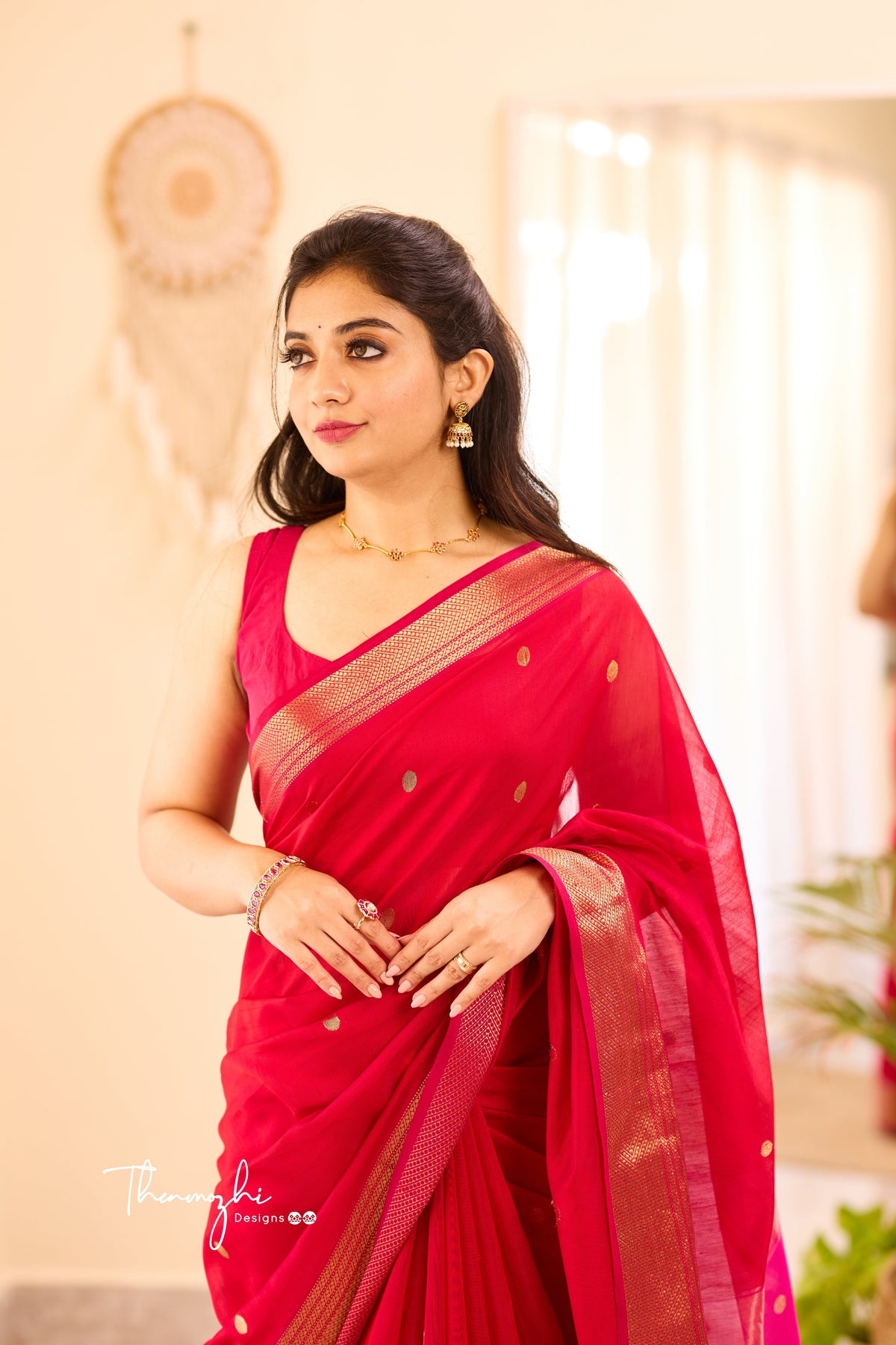 Women's linen saree with intricate sequin work from Drpshippr's women's collection, featuring elegant embroidery and vibrant colors.