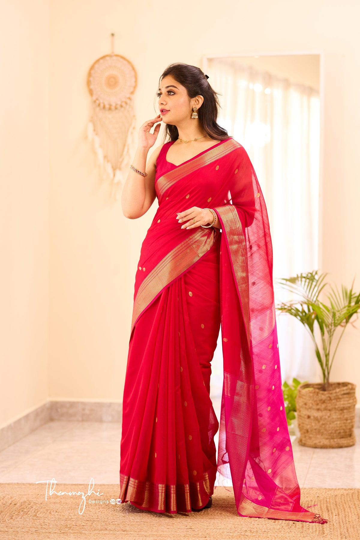 Women's linen saree with intricate sequin work from Drpshippr's women's collection, showcasing elegant design and craftsmanship.