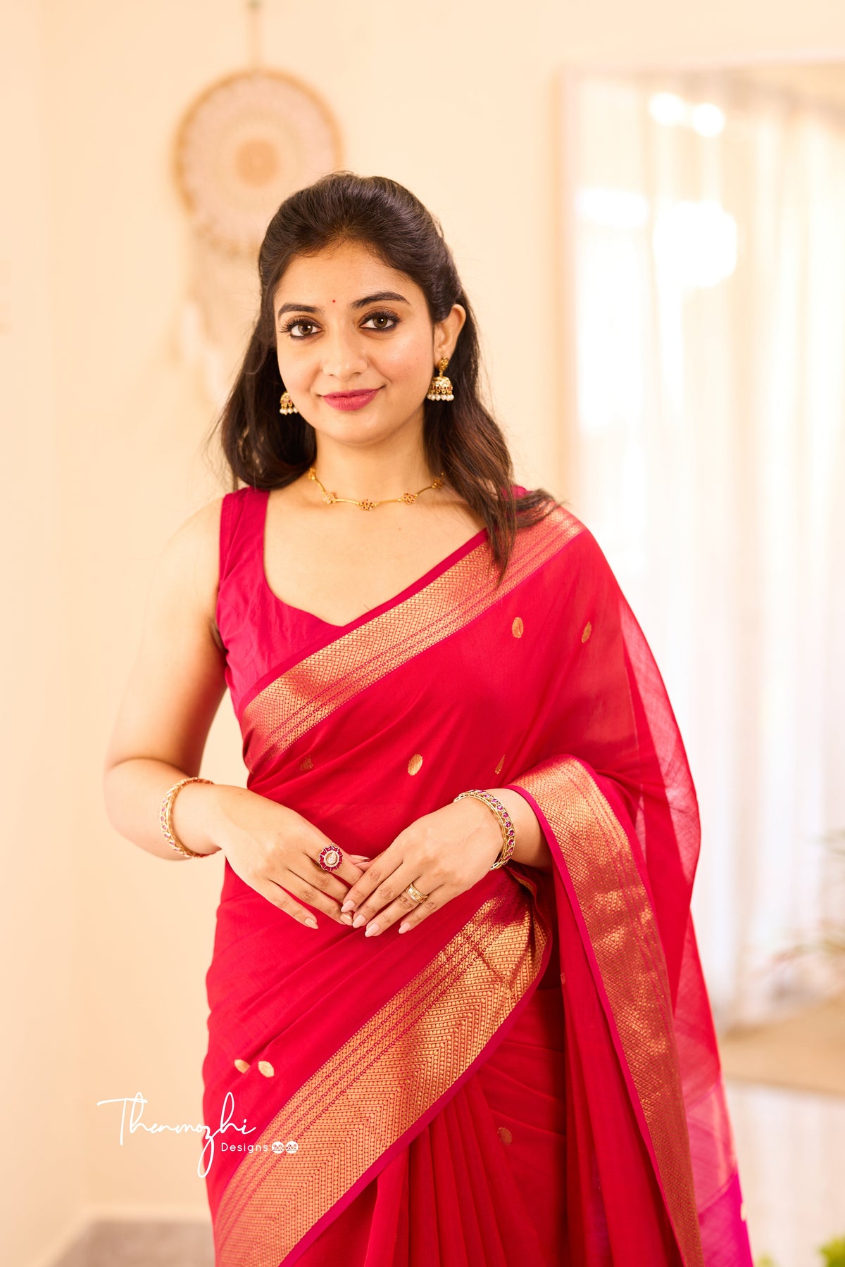Women's linen saree with intricate sequin work in vibrant colors, showcasing elegant traditional Indian attire by Drpshippr.