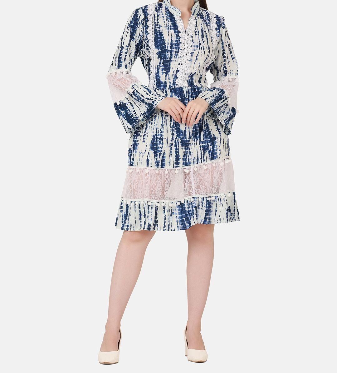 Women's cotton tie-dye drop waist short dress from Drpshippr, featuring vibrant colors and a relaxed, casual fit.