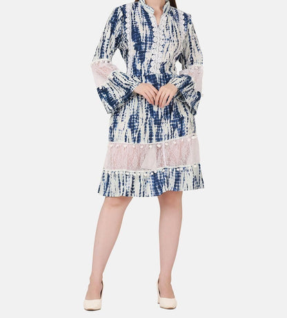 Women's cotton tie-dye drop waist short dress from Drpshippr, featuring vibrant colors and a relaxed, casual fit.