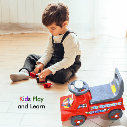 Wukusy kids' ride-on push car with backrest, musical horn, resembling a baby city car, suitable for boys and girls, toddler toy