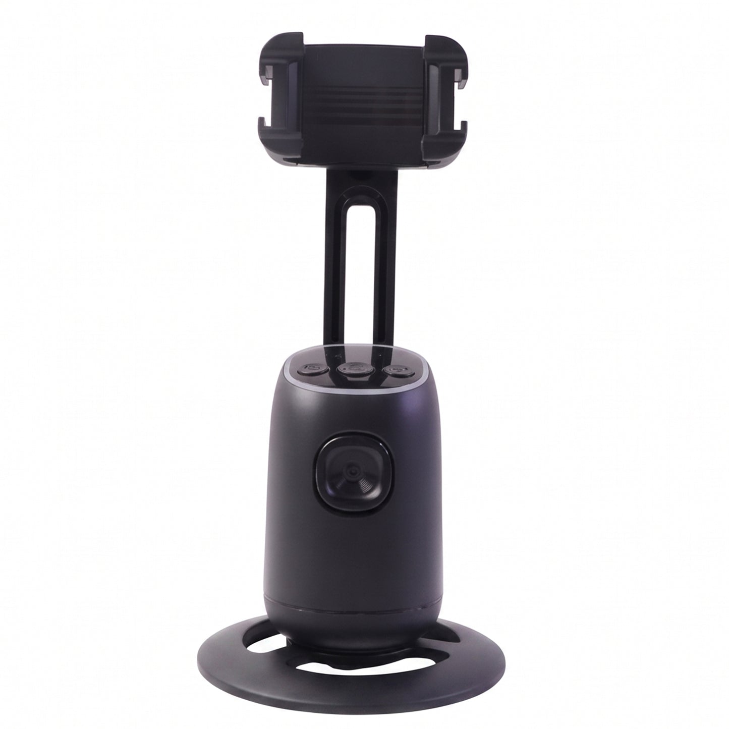 Wukusy Smart AI auto face tracking mobile holder mounted on a car dashboard, holding a smartphone with a sleek design.