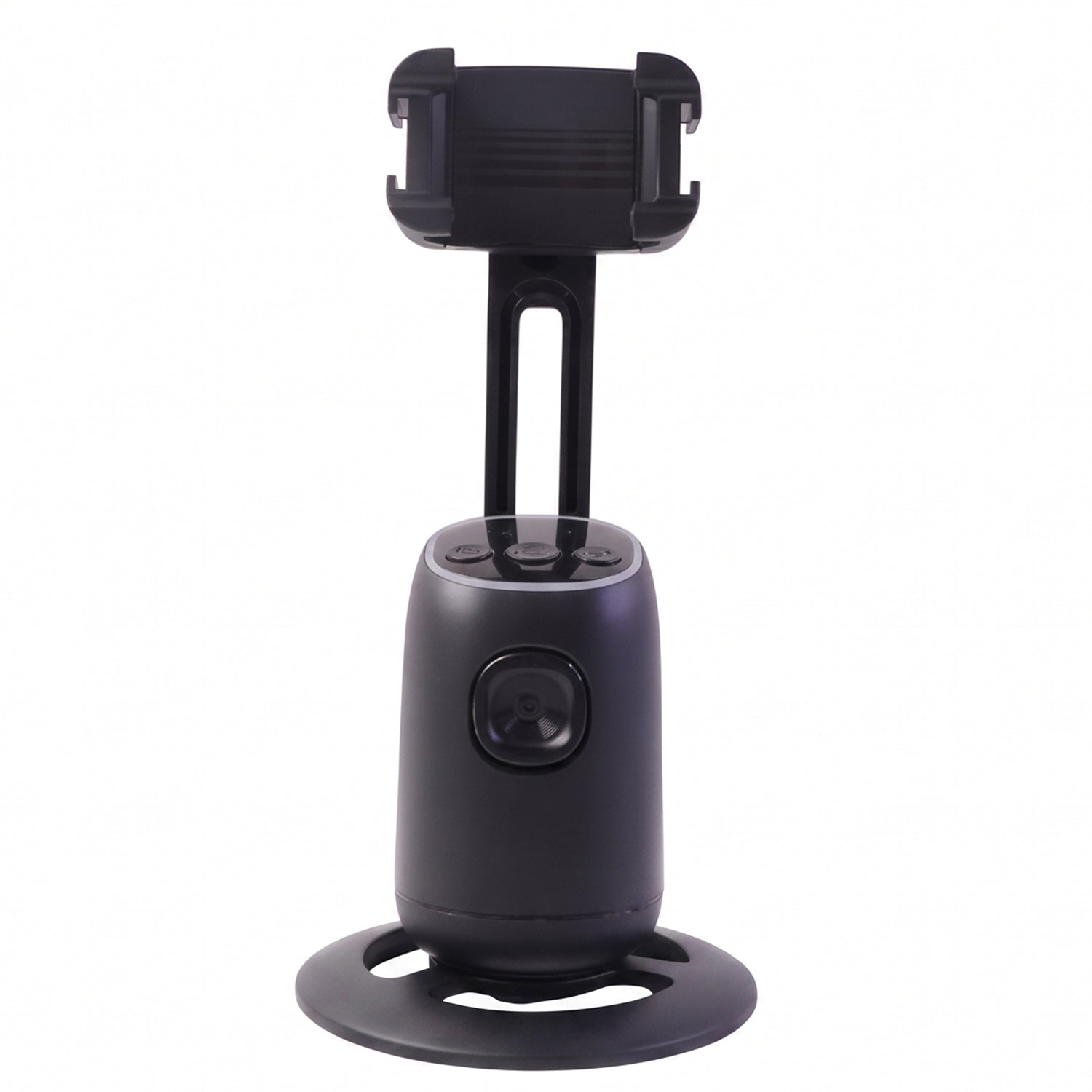 Wukusy Smart AI auto face tracking mobile holder mounted on a car dashboard, holding a smartphone with a sleek design.