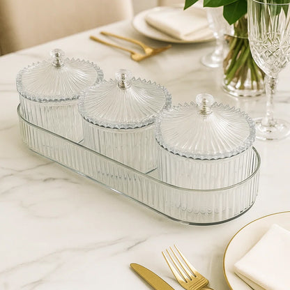 Set of three Wukusy dry fruit snack storage containers for home and kitchen organization, with clear lids for easy viewing.
