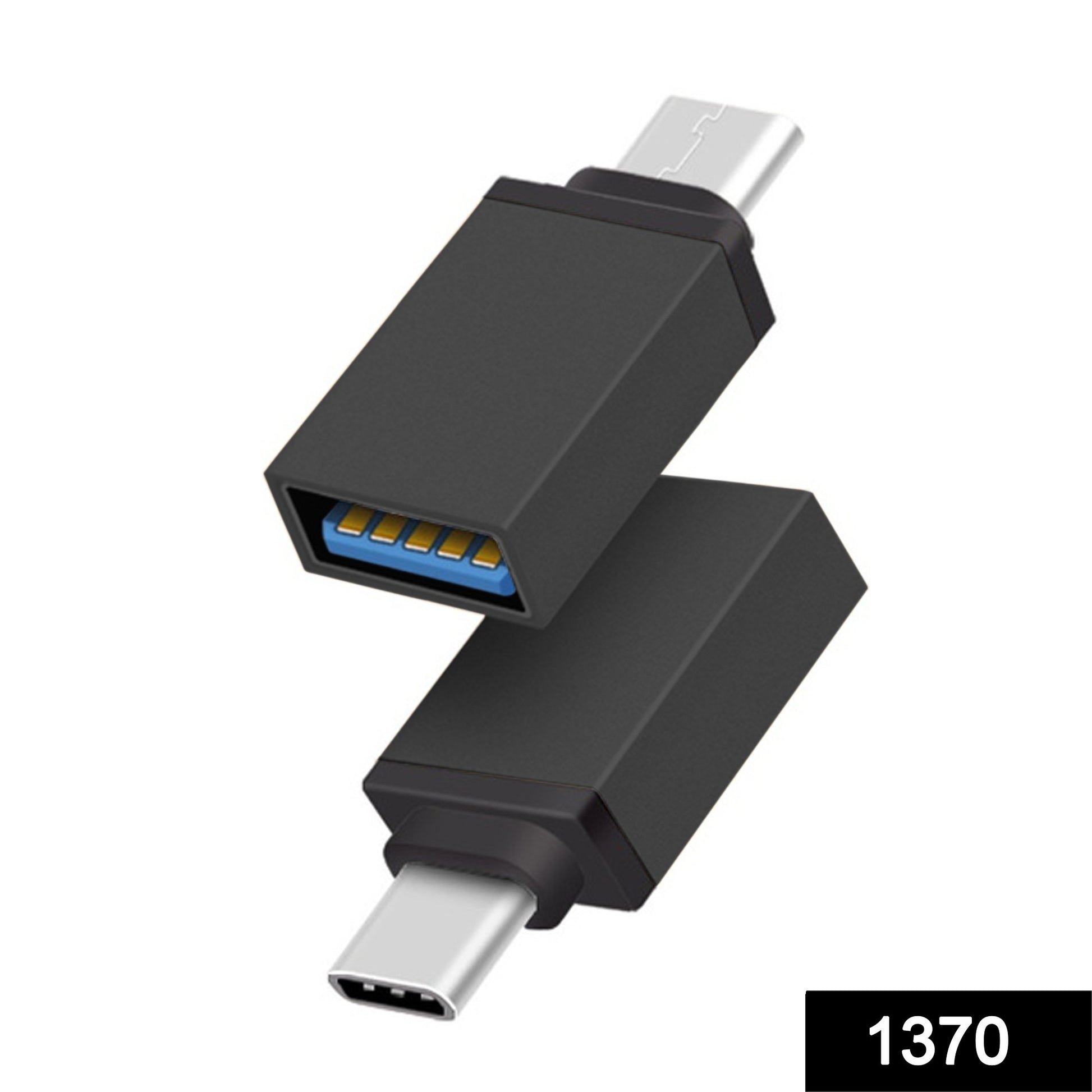 Wukusy 1370 Type-C OTG adapter connected to a smartphone, enabling USB device connections through a compact accessories design.