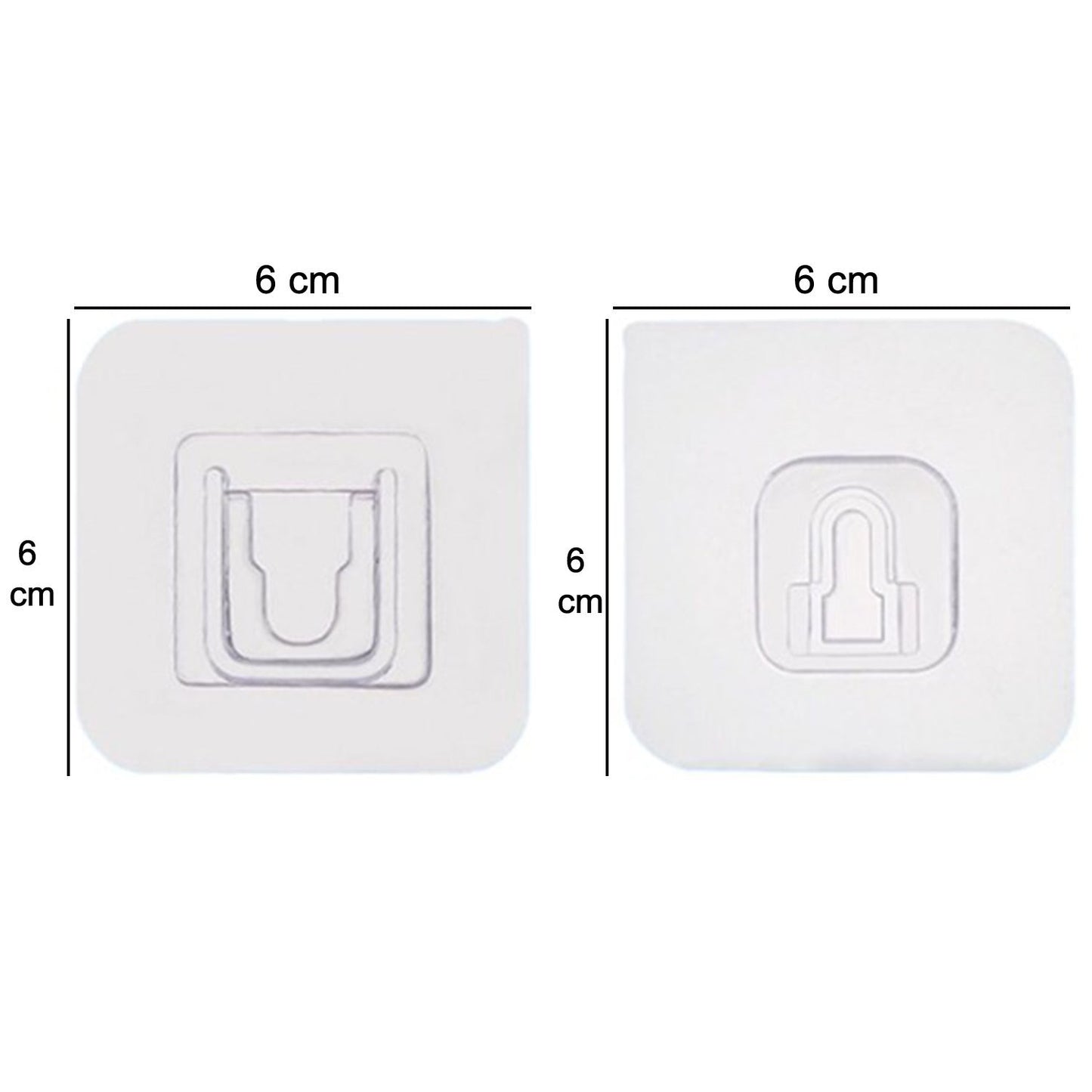 Pair of Wukusy 1746 adhesive plastic wall hooks, heavy-duty hooks for hanging items, shown attached to a wall surface.