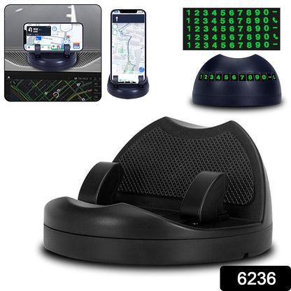 Wukusy 2-in-1 car anti-slip mat and phone holder, non-slip sticky phone mount, shown in set with textured surface and adjustable grip.