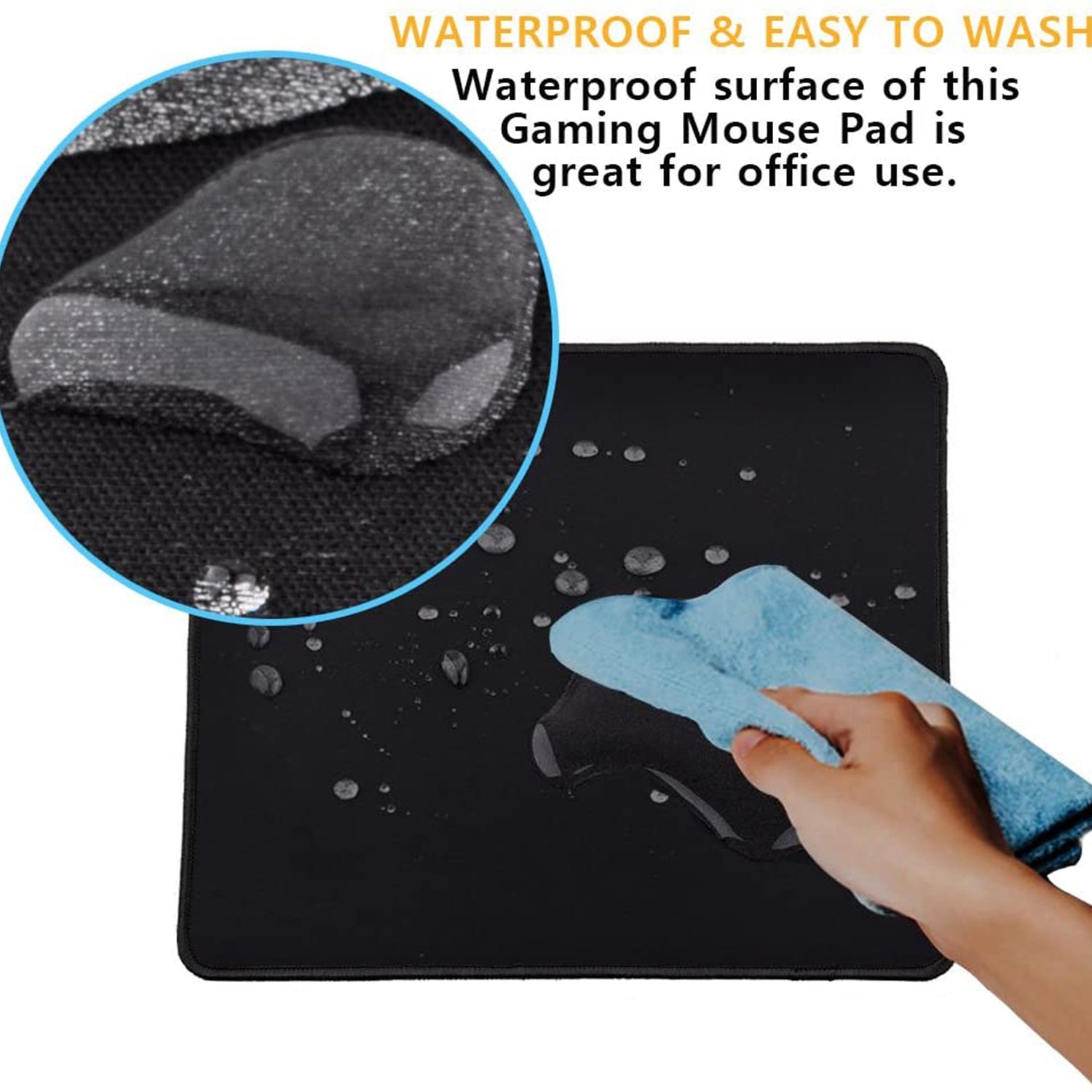 Wukusy Simple Mouse Pad for computer mouse, black fabric surface with smooth texture, designed for comfortable computer use.