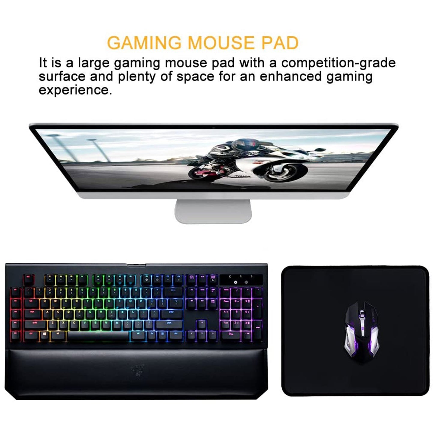 Wukusy Simple Mouse Pad for computer mouse, black fabric surface with smooth texture, designed for comfortable use during computing tasks.
