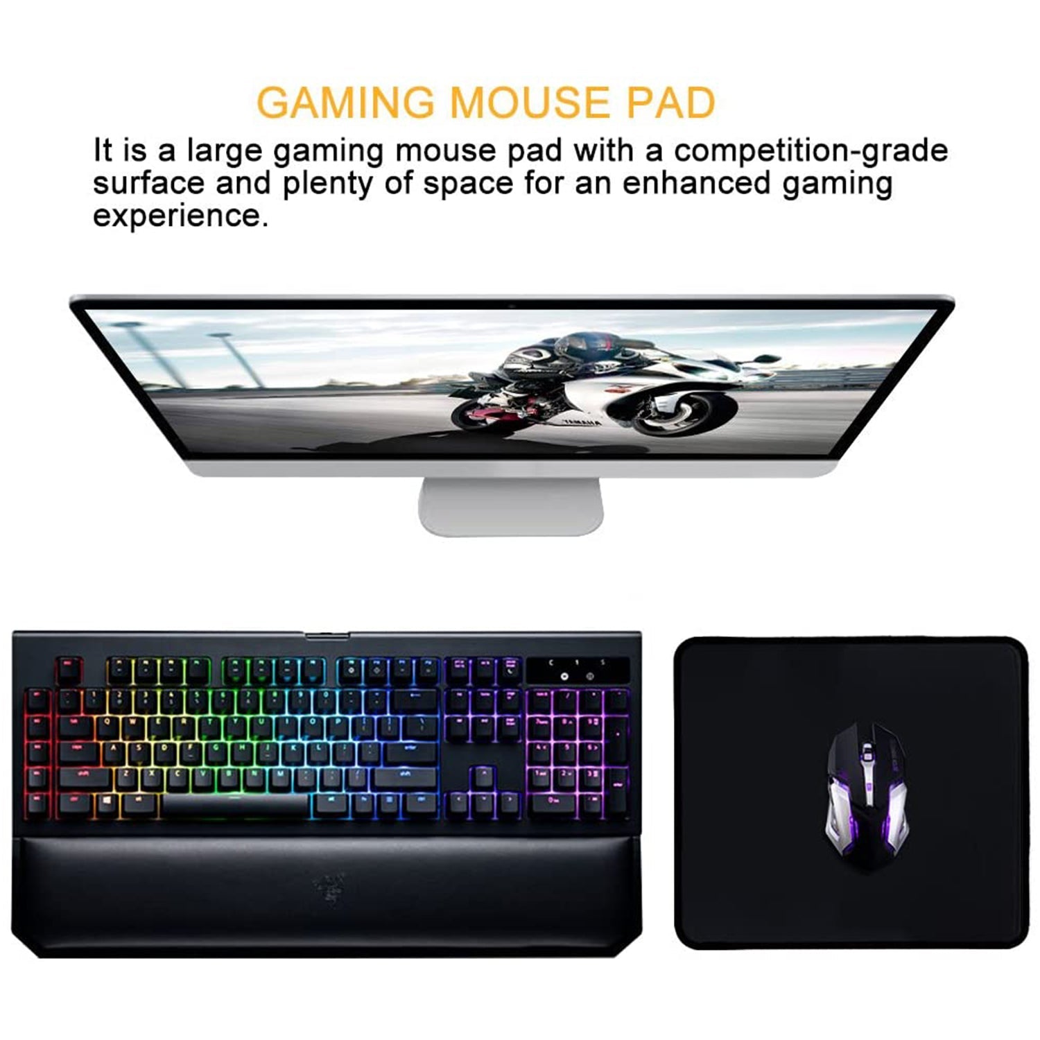 Wukusy Simple Mouse Pad for computer mouse, black fabric surface with smooth texture, designed for comfortable use during computing tasks.