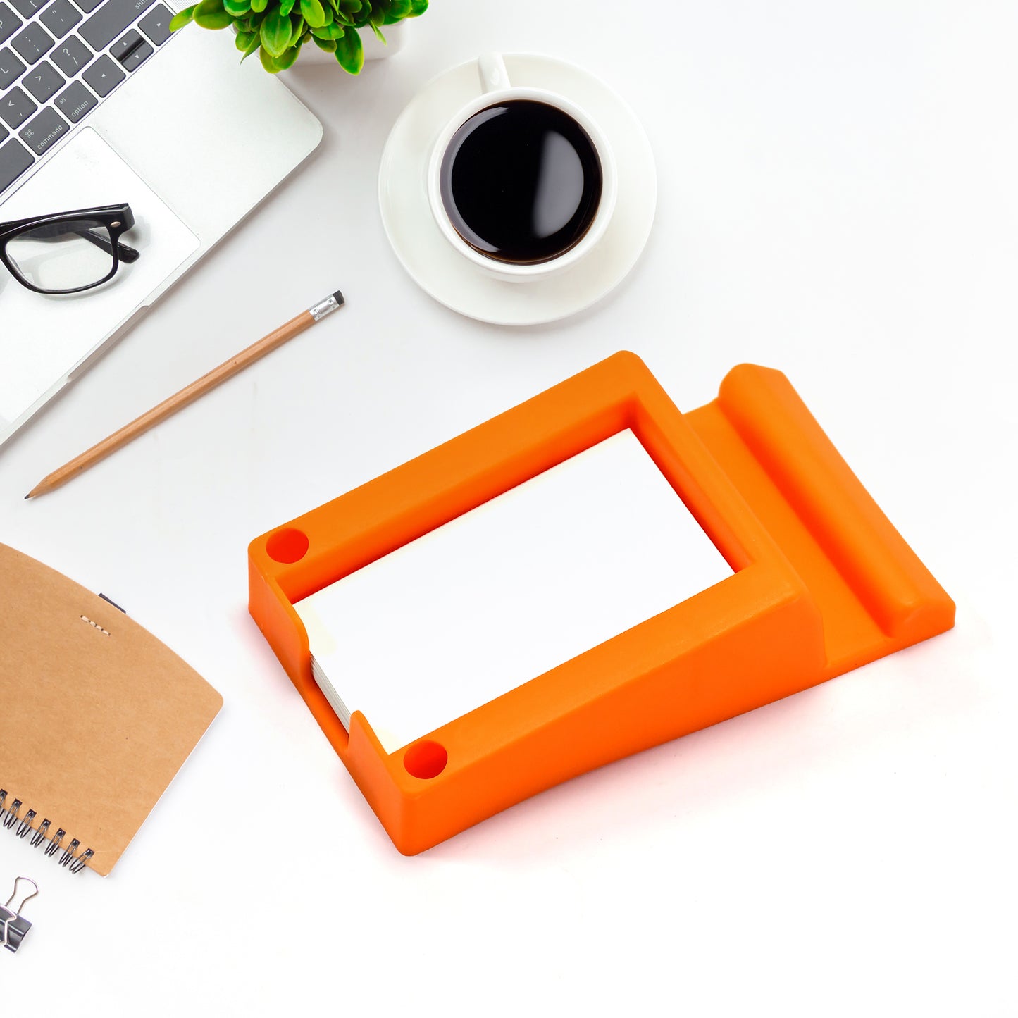 Wukusy 7205 plastic business card and mobile holder, multi-function accessories, showing the compact, lightweight design on a white background.