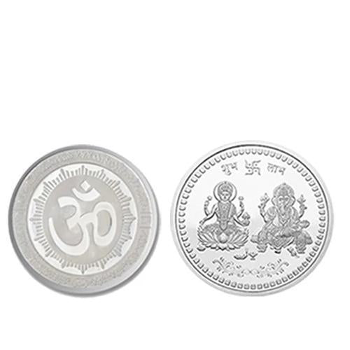 Wukusy pure silver coin for gift and pooja, round silver accessory with intricate designs, suitable for religious ceremonies