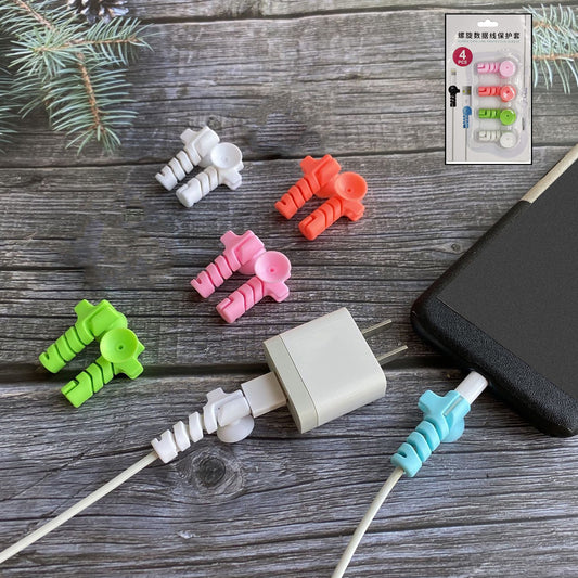 Wukusy cable cord protector saver set with suction ends, includes 4 flexible accessories for preventing cable damage and tangling.
