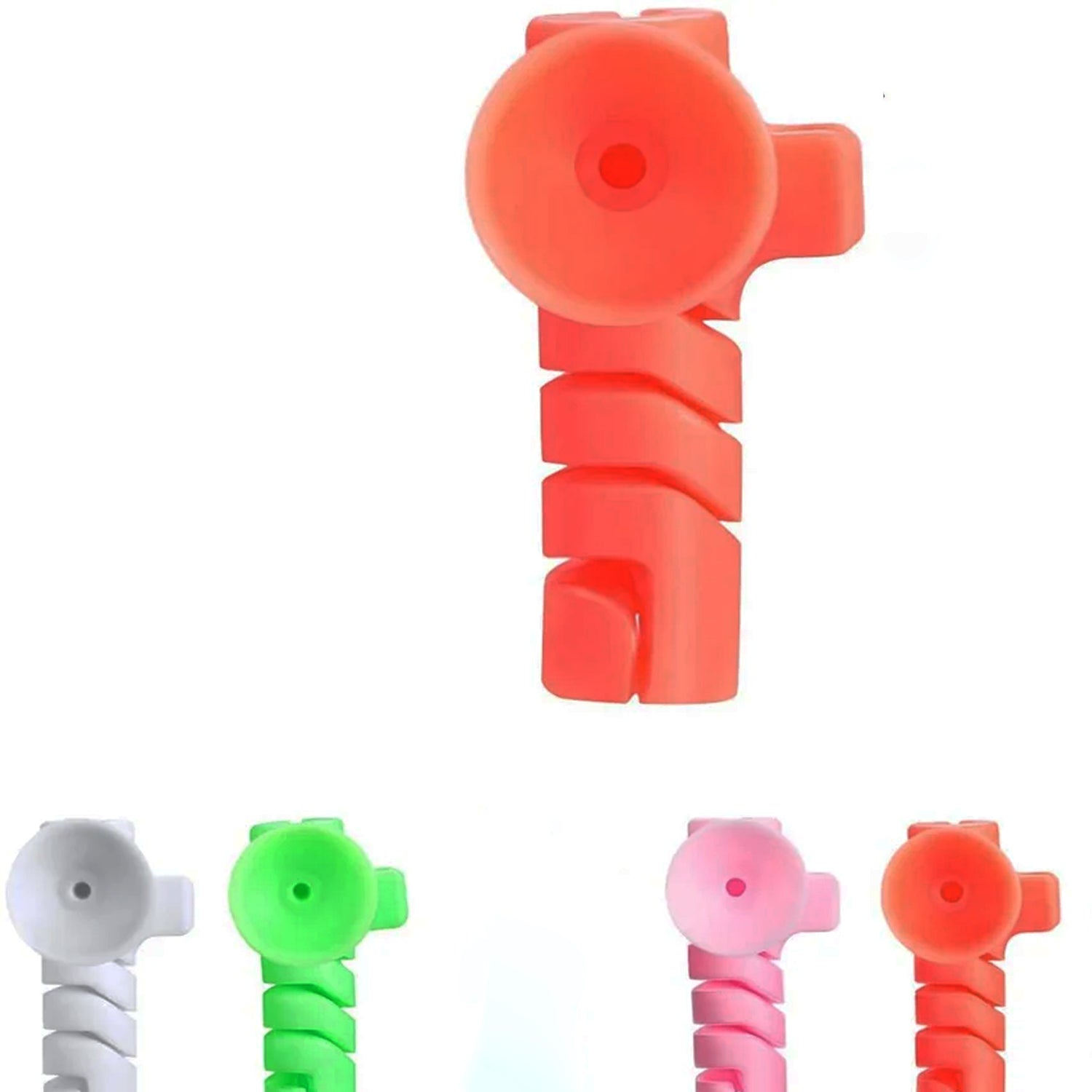 Wukusy cable cord protector saver with suction end, 4-piece set, flexible accessory for preventing cable damage and keeping cords organized.