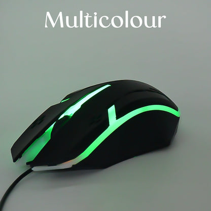 Wukusy wired optical computer laptop USB mouse, black ergonomic accessory for precise cursor control.