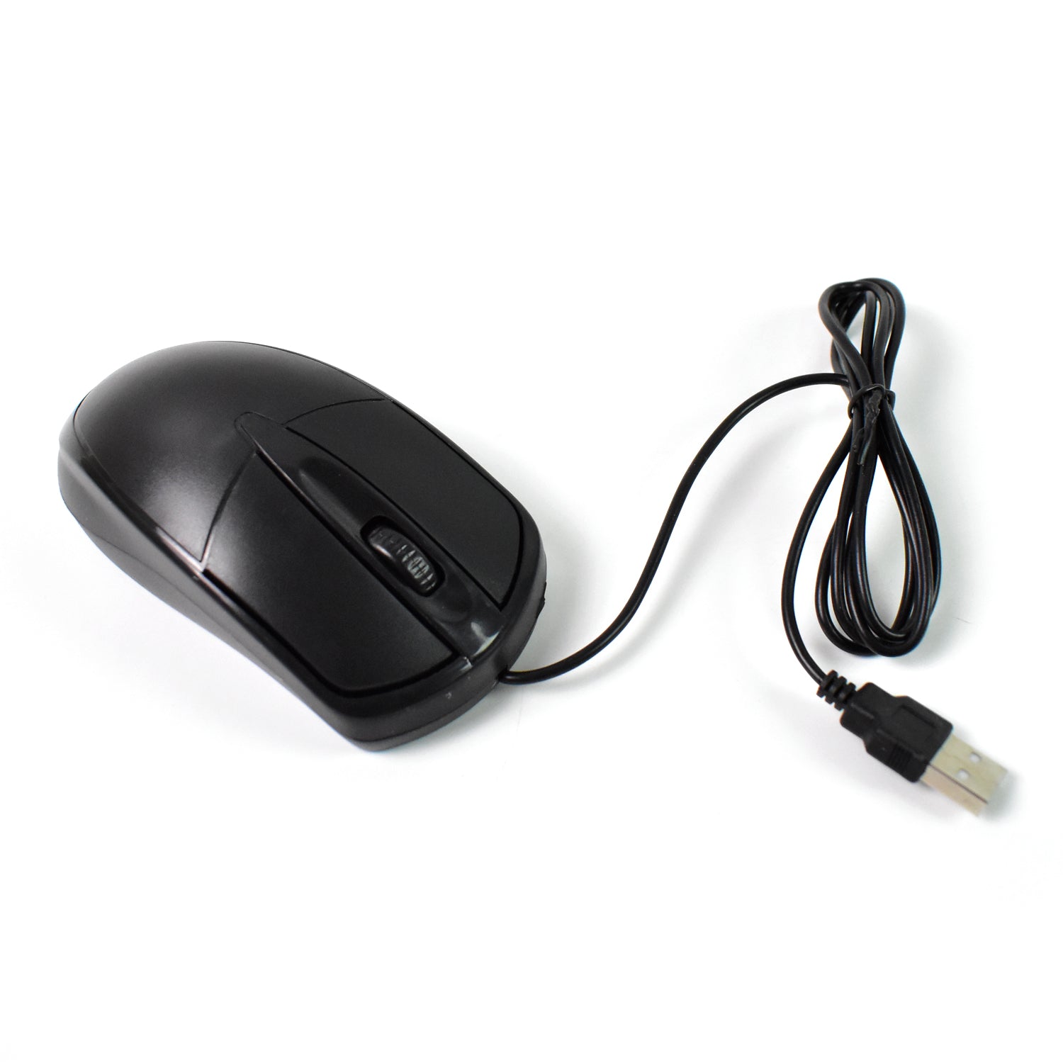 Wukusy wired optical computer laptop mouse M-045, black, with scroll wheel and USB connector, used for precise cursor control.