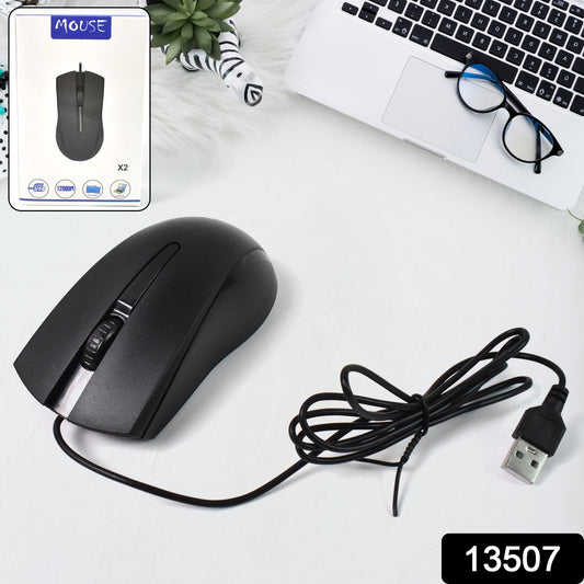 Wukusy wired optical mouse for computers and laptops, black with scroll wheel, connected via USB for precise control.