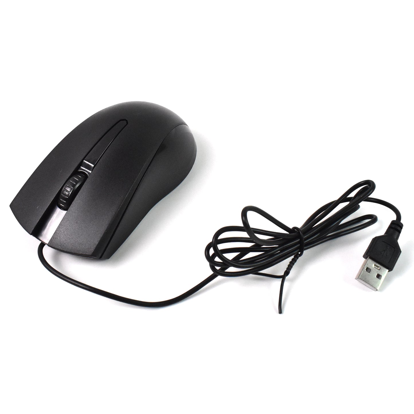 Wukusy wired optical computer mouse for laptops, black, with ergonomic design and USB connection, shown on a plain background.