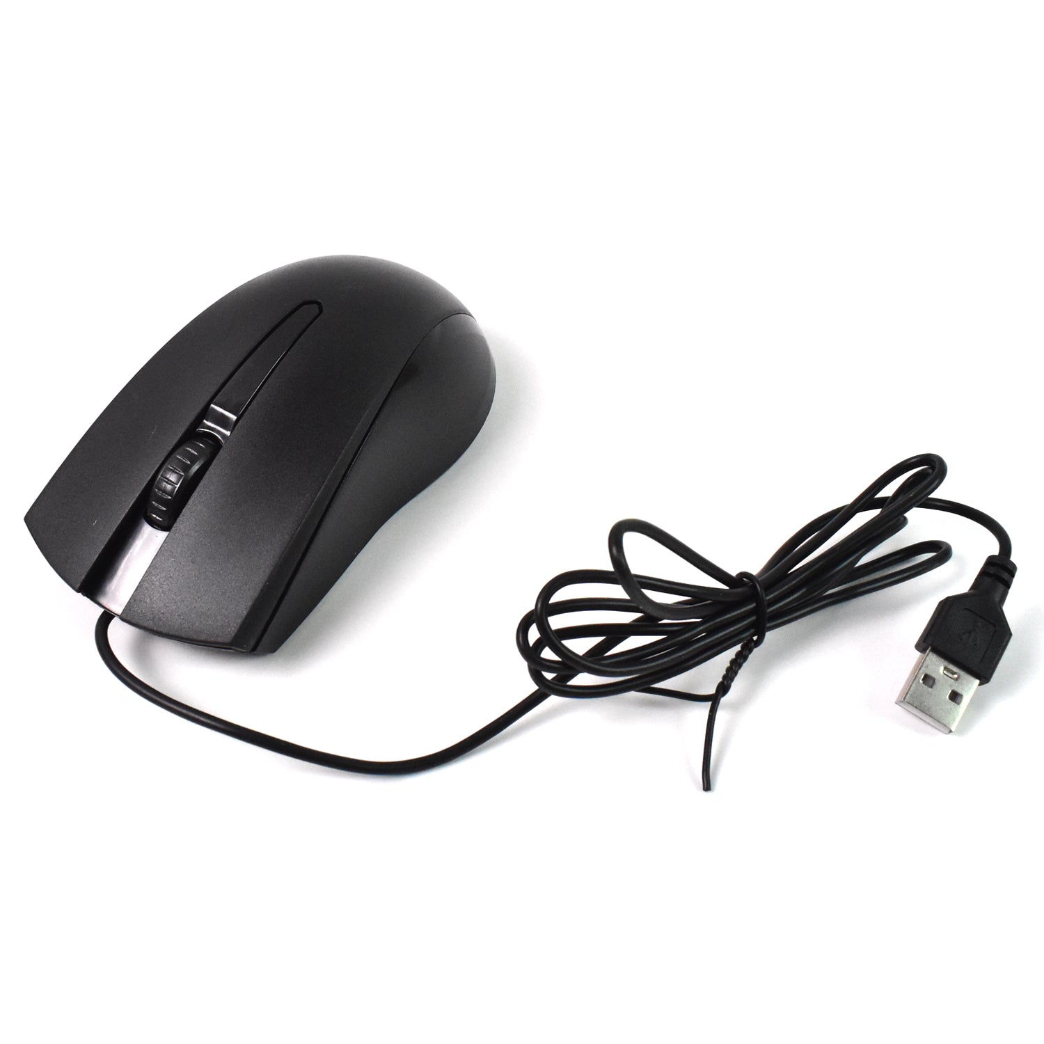 Wukusy wired optical computer mouse for laptops, black, with ergonomic design and USB connection, shown on a plain background.