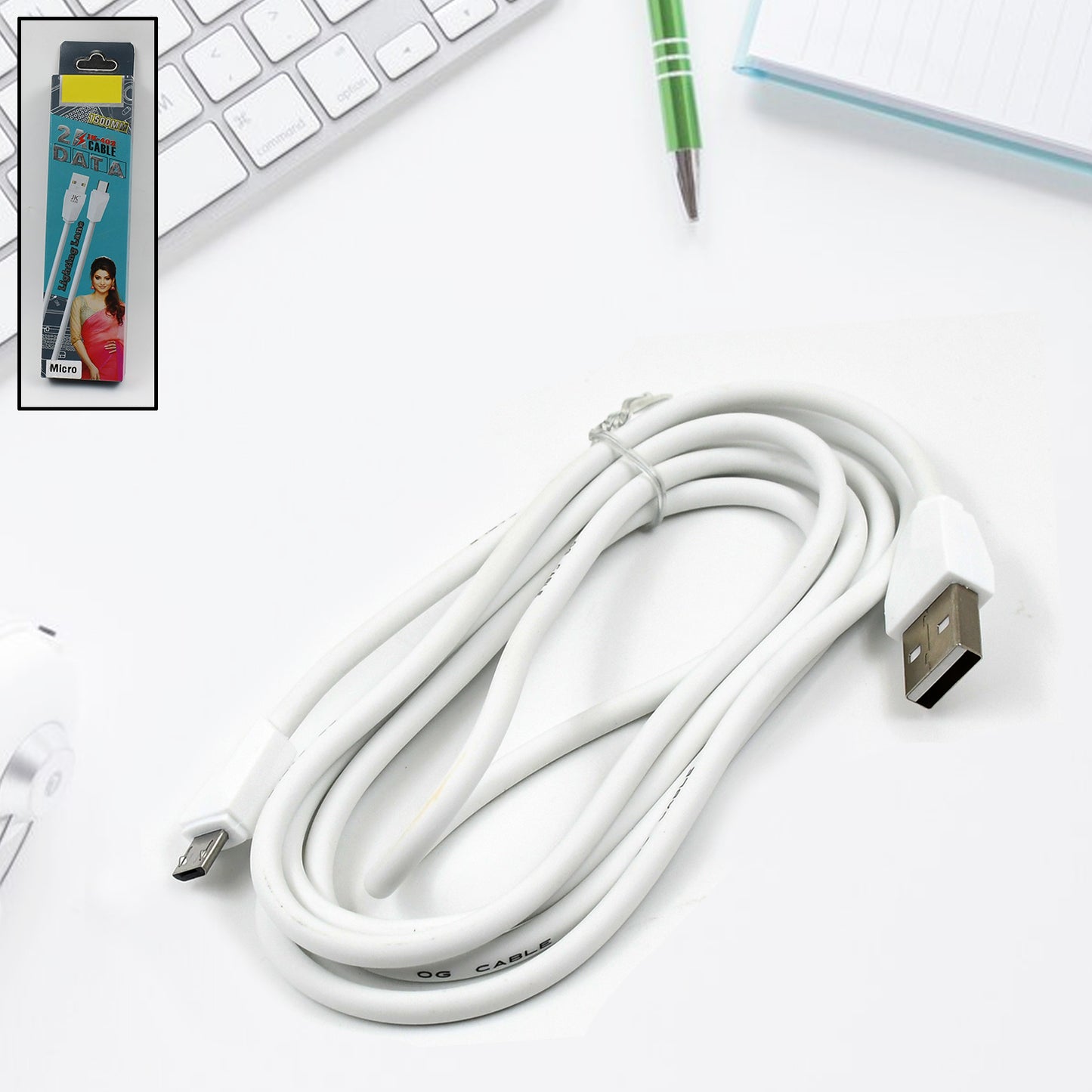 Wukusy fast charging Android Micro USB cable, 1500mm length, flexible accessory for quick device charging.