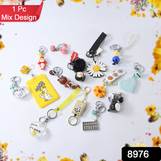 Wukusy Mix Design size keychain with colorful durable accessories, stylish keyring for keys and bags, 1 piece.