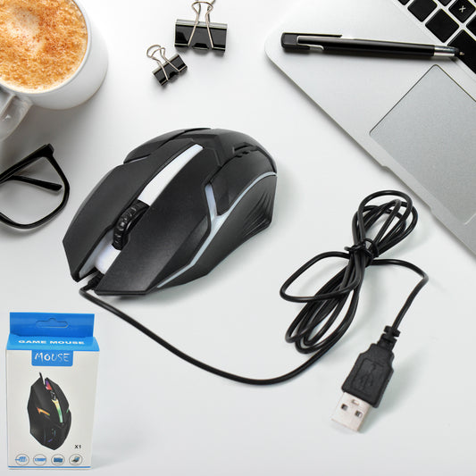 Wukusy USB wired gaming mouse with ergonomic design, featuring customizable buttons and smooth scroll wheel for comfortable use