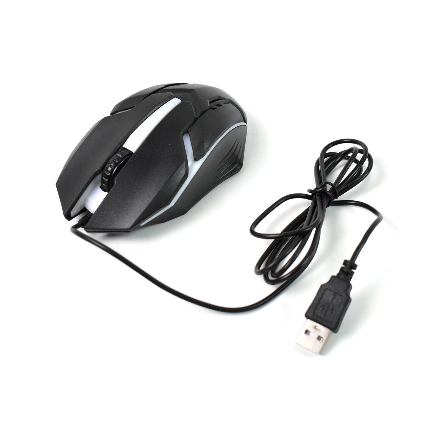 Wukusy USB wired gaming mouse with ergonomic design, featuring a sleek black body and customizable buttons for comfortable gaming.